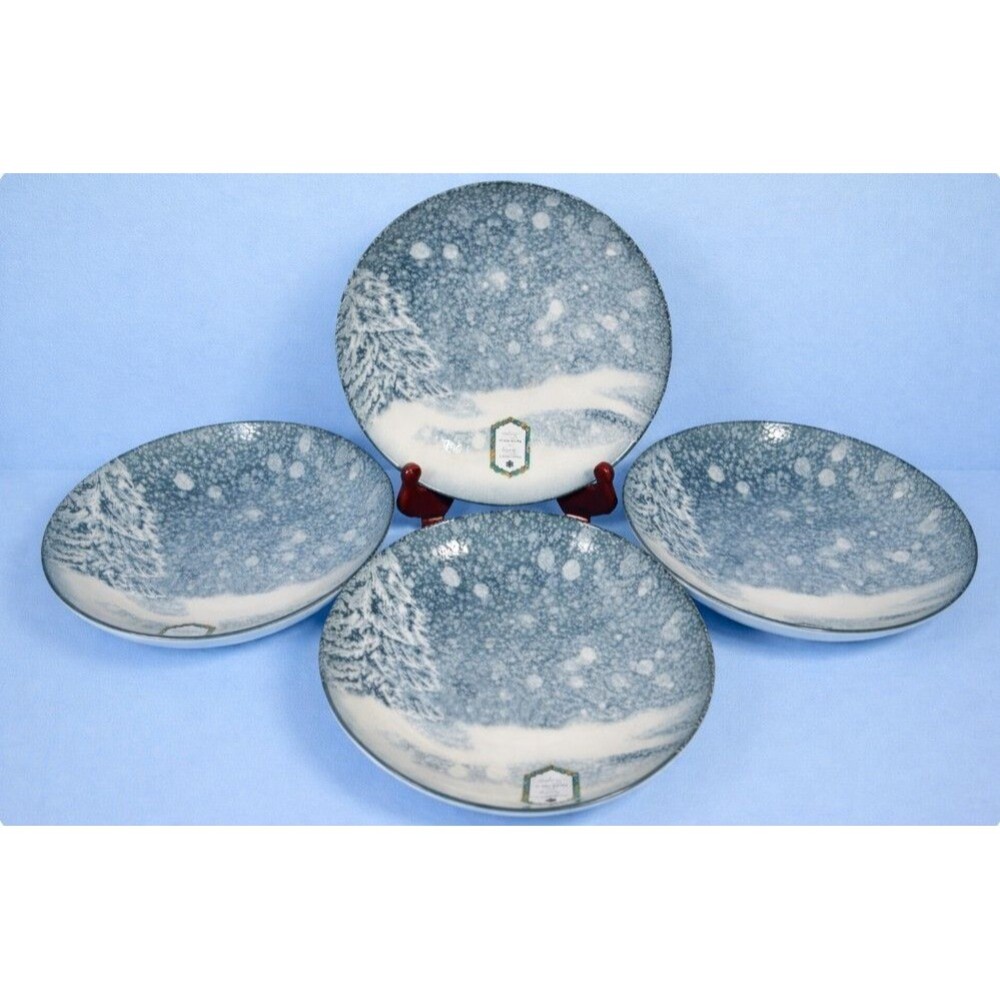 Intesa Home Soup Bowls Holiday Snow Christmas Tree Set of 4
